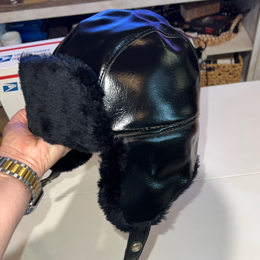 Aviator pilot faux fur vintage trapper hat cap made in Korea XL